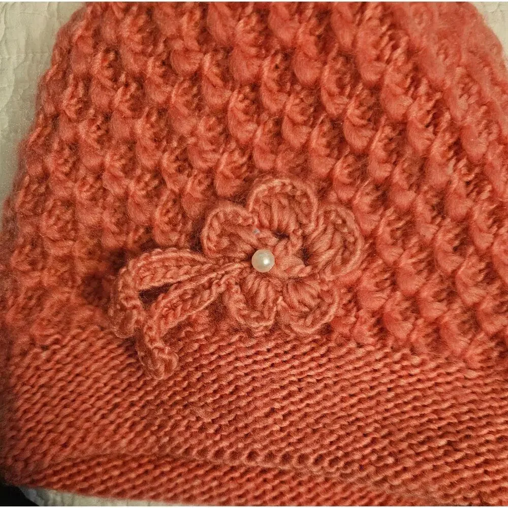 Cozy Pink Knit Hat & Penguin Mittens Set Baby 3Mo Winter Accessories Warm & Cozy